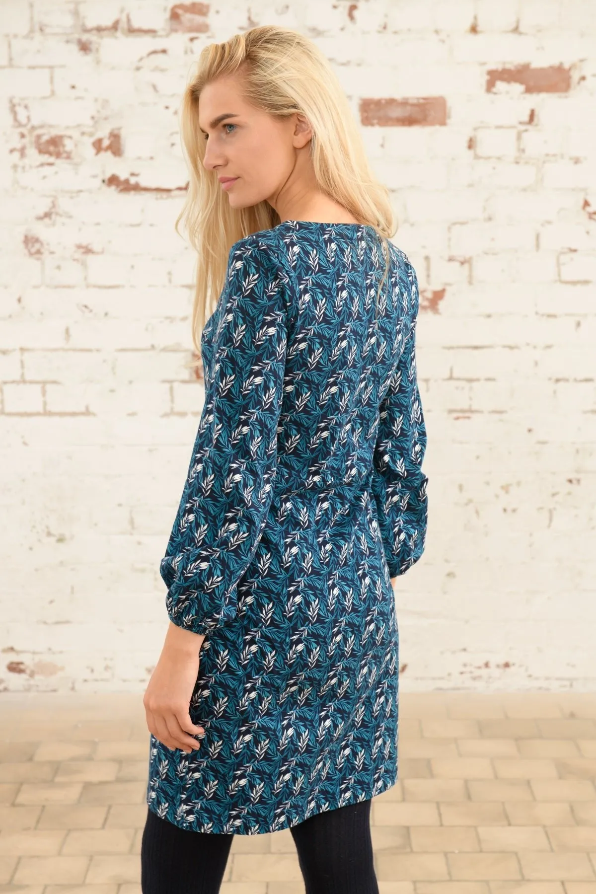 Isla Dress - Teal Leaf