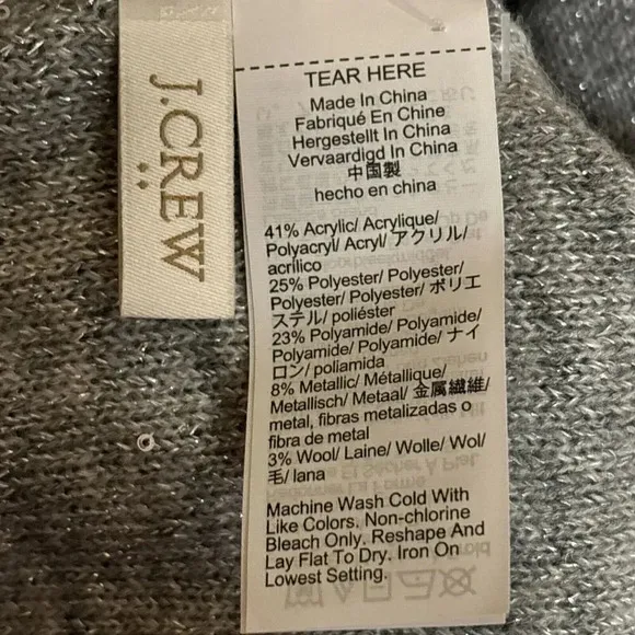 J. Crew Factory Shimmer Knit Women's Silver Metallic Wrap One Size NWT Holidays