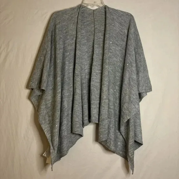 J. Crew Factory Shimmer Knit Women's Silver Metallic Wrap One Size NWT Holidays