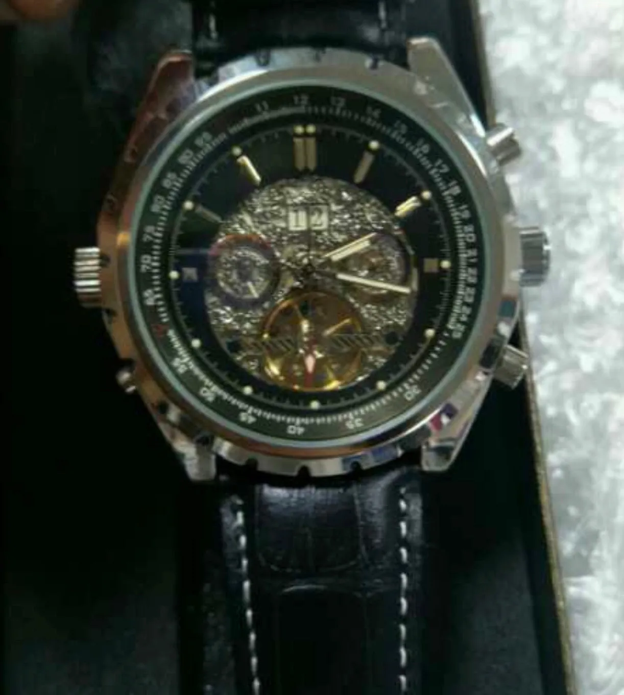 JARAGAR Tourbillon style Automatic Watch with date month Sub-dials. 48mm