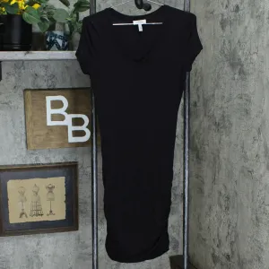 Jessica Simpson Women's Stretch Ruched V Neck Dress Black Small