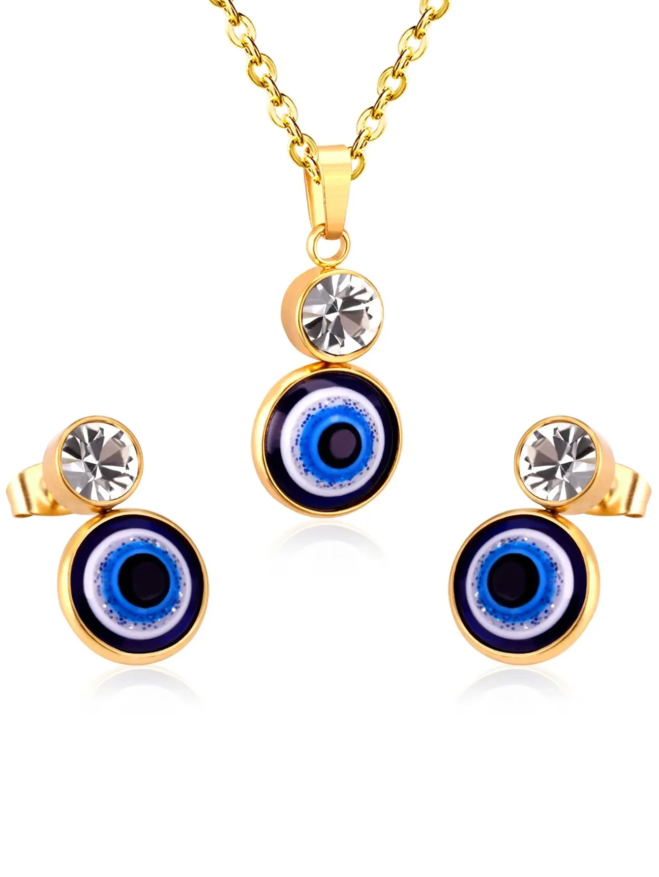 Jinx Zircon Decor Necklace & Stud Earrings Set - FD ⚡