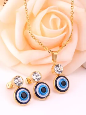Jinx Zircon Decor Necklace & Stud Earrings Set - FD ⚡