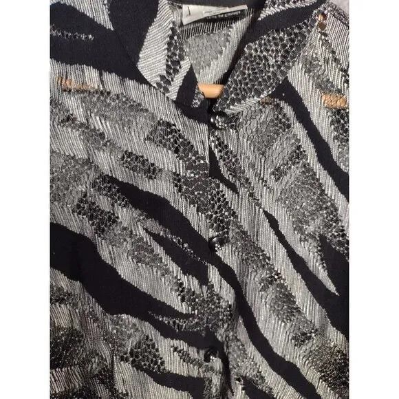 Joseph Ribkoff Jacket Top Set Shimmer Sparkly Cocktail Party Black Silver Small
