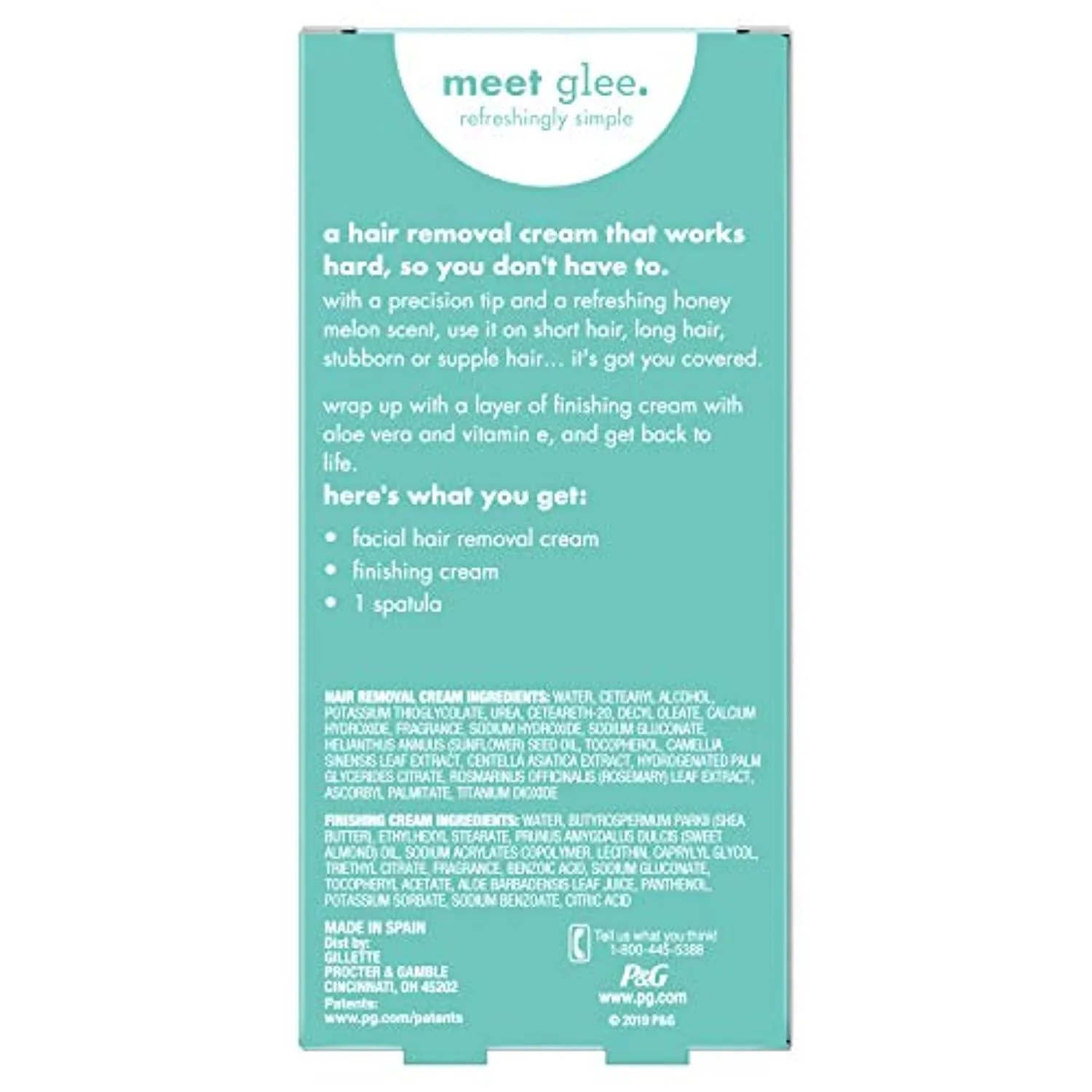 JOY Glee Women's Facial Hair Removal Cream Kit -2 Facial Hair Removal Creams   Finishing Cream   Face Mask Applicator, Pink, 1 Count