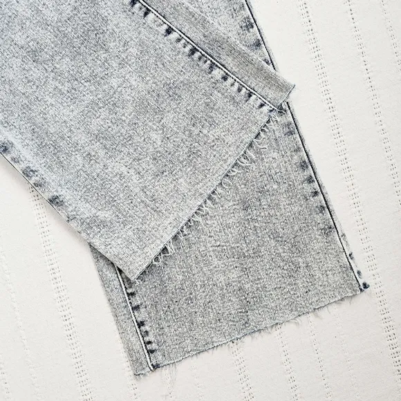 Judy Blue High Rise Mineral Acid Wash Raw Hem Wide Leg Jeans 11/30 Stretch