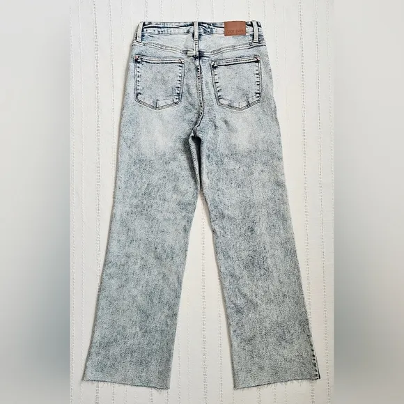 Judy Blue High Rise Mineral Acid Wash Raw Hem Wide Leg Jeans 11/30 Stretch