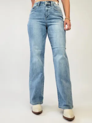 Judy Blue High Waist Light Wash Straight Leg Jeans