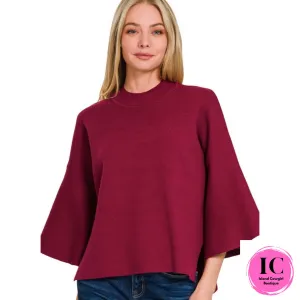 Just A Feeling Cabernet Mock Neck Sweater
