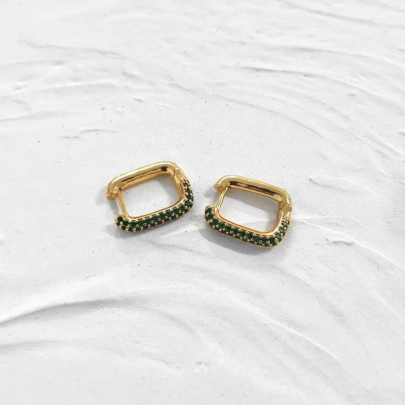 Just Lil Things Green Hoop Earrings jlt11555