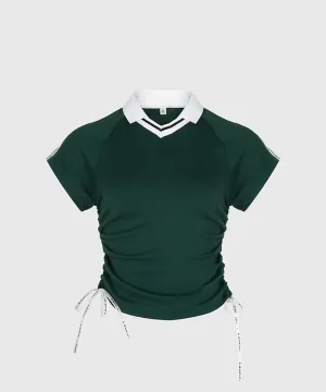 KANDINI Side Ruched Slim Tee - Green