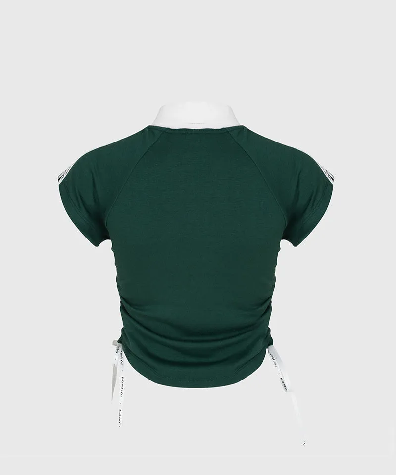 KANDINI Side Ruched Slim Tee - Green