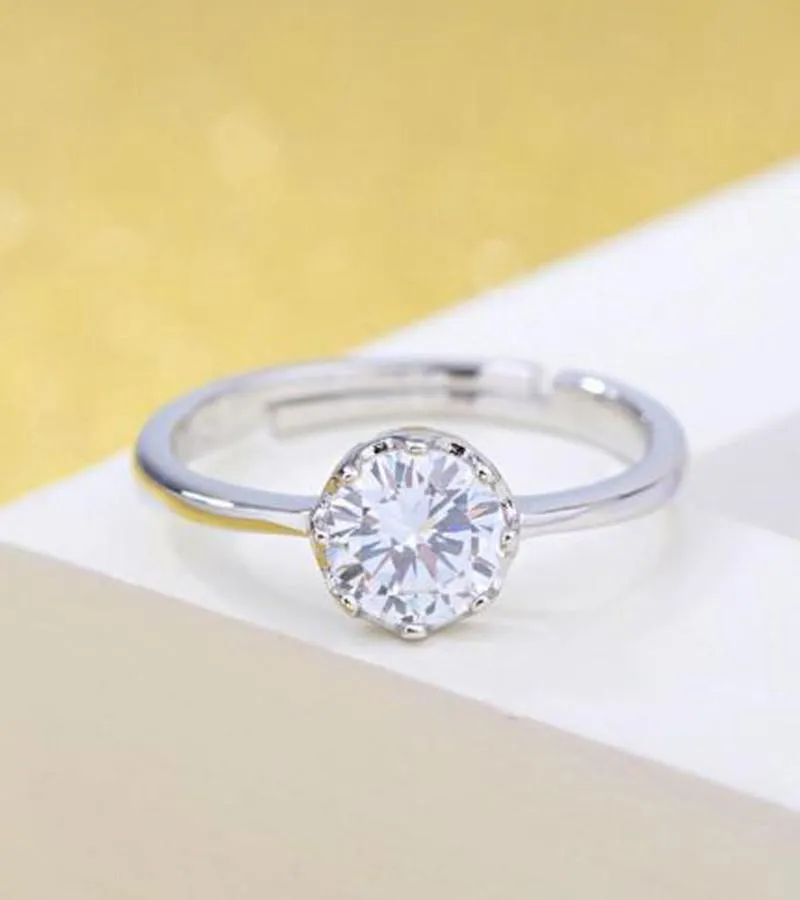 Karatcart Platinum Plated Trendy Elegant Austrian Crystal Adjustable Ring