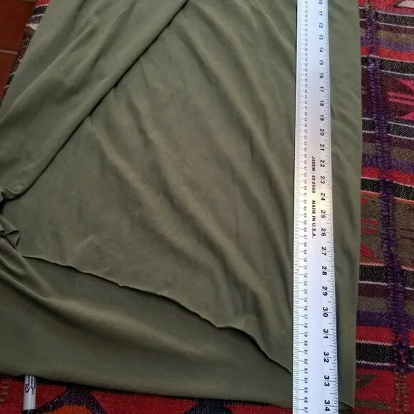 Kedziorek Army Green Long Wrap Skirt Size 40 Elastic Waist Pull-On Cotton New