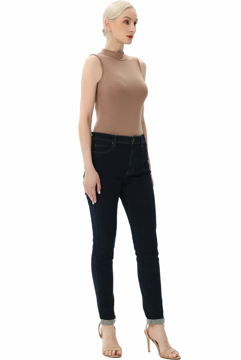 Kimi   Kai Women's Turtleneck Sleeveless Bodysuit