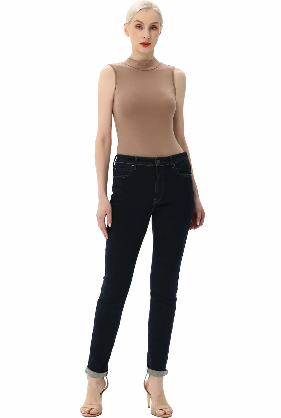 Kimi   Kai Women's Turtleneck Sleeveless Bodysuit