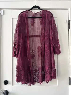 Kimono By Clothes Mentor In Maroon, Size: Xl