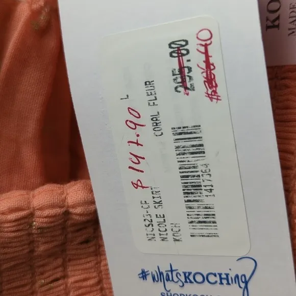 Koch NICOLE SKIRT CORAL FLEUR Women's Large Coral Skirt