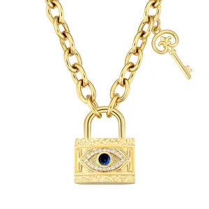KRKC&CO KEEP REAL KEEP CHAMPION Amulets Padlock and key 6mm width neclace for women
