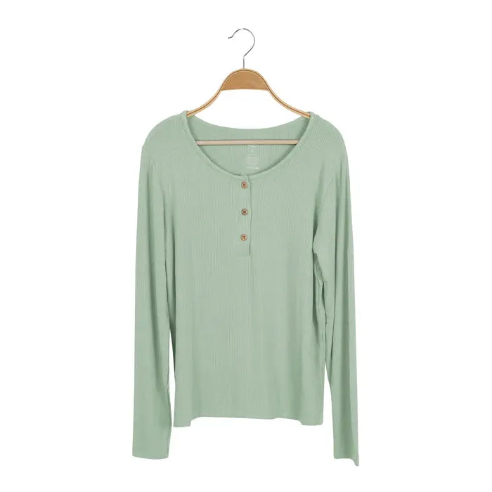 Kyte Baby Women's Ribbed Henley Top (Thyme)