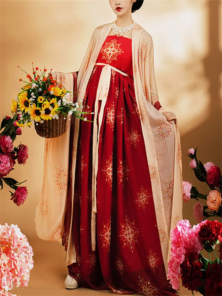 Ladies Oriental Style Floral Embroidered Dress Set