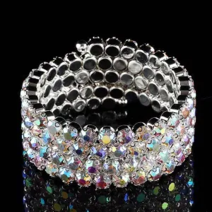 Ladies Rhinestone Crystal Spiral Bangle Bracelet