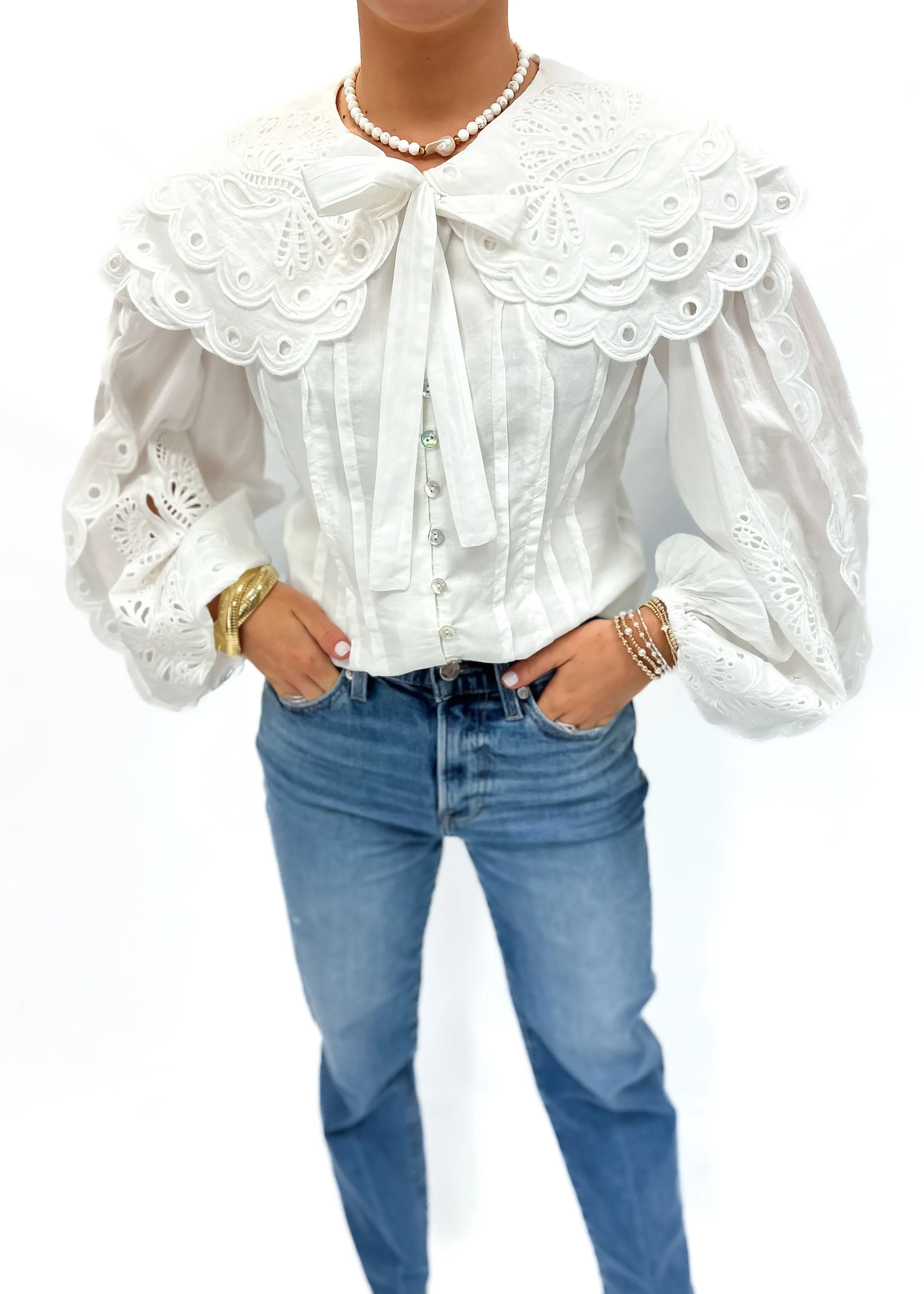 LBLOX French Cutout Detailed Blouse - Cotton