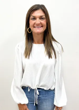 LBLOX Round Neck Cropped Blouse - White