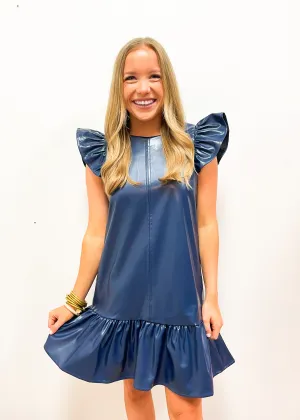 LBLOX Ruffle Sleeves Dress - Navy