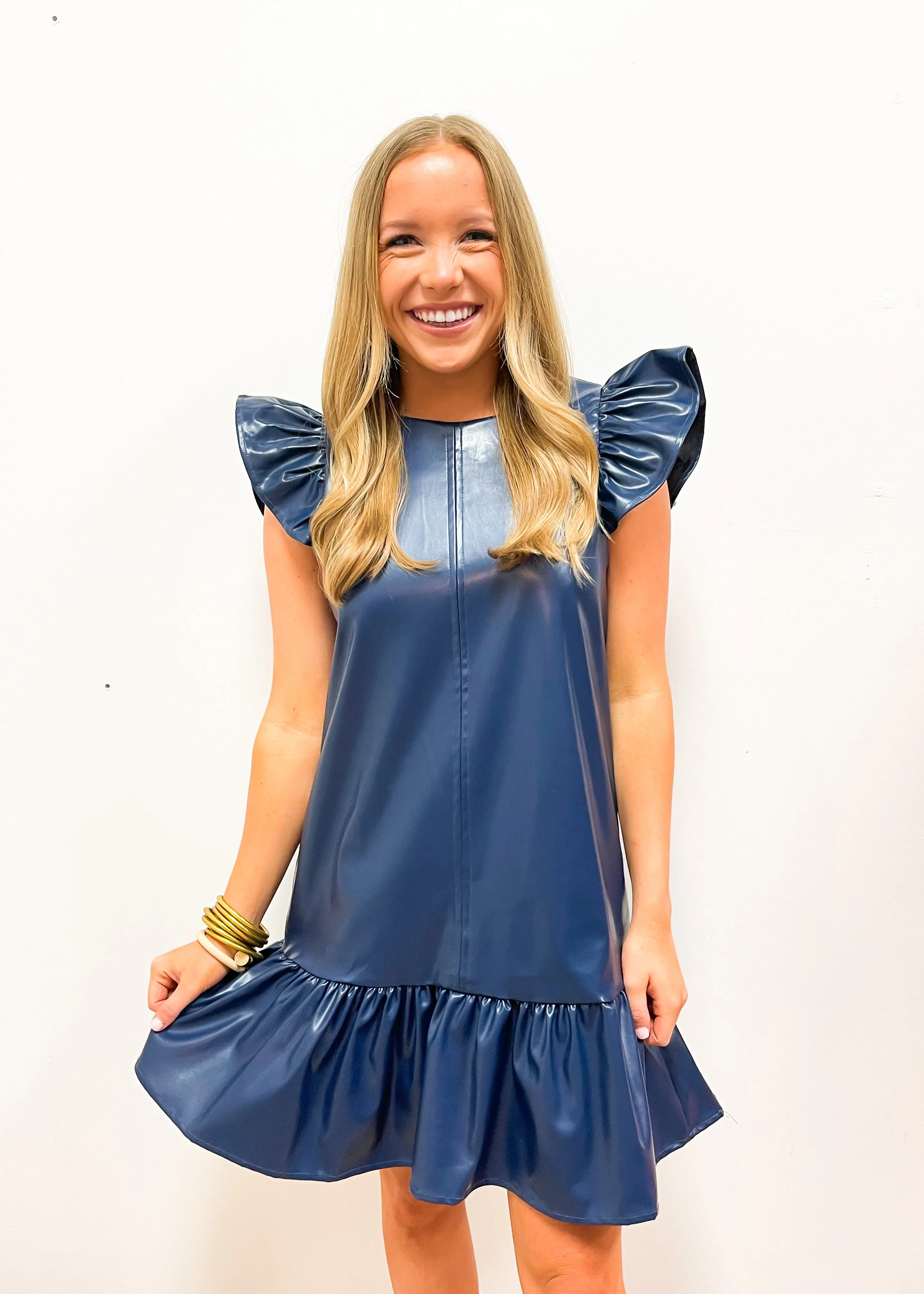 LBLOX Ruffle Sleeves Dress - Navy