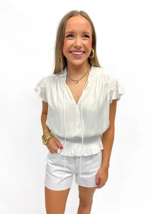 LBLOX Smocked Waist Top - Off White
