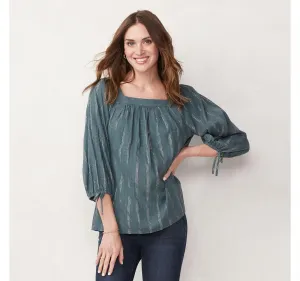 Lc Lauren Conrad Women's Squareneck Volume-Sleeve Top WL11W015RN2