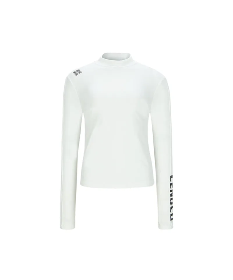 LENUCU Women's Fleece Mock Neck Inner Tee - White