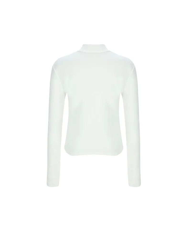 LENUCU Women's Fleece Mock Neck Inner Tee - White