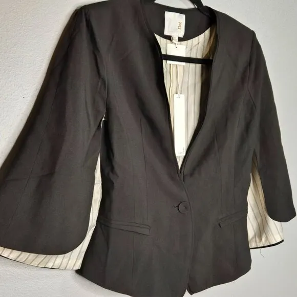 Line &amp; Dot Women's S Black Cape Blazer Old Money Quiet Luxury Preppy