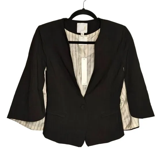 Line &amp; Dot Women's S Black Cape Blazer Old Money Quiet Luxury Preppy