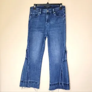 Liverpool Women's Raw Hem Cropped Flare  Denim Jeans Side Detail Size 6
