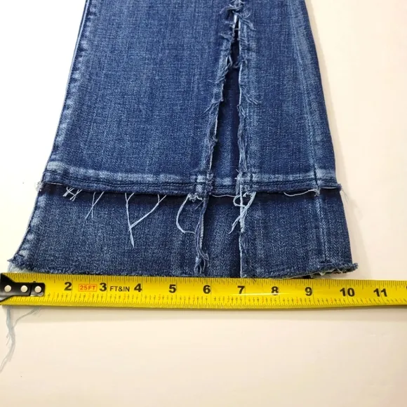 Liverpool Women's Raw Hem Cropped Flare  Denim Jeans Side Detail Size 6