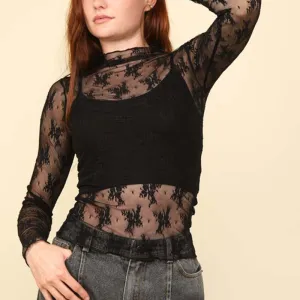Long Sleeve Lace Layer Top