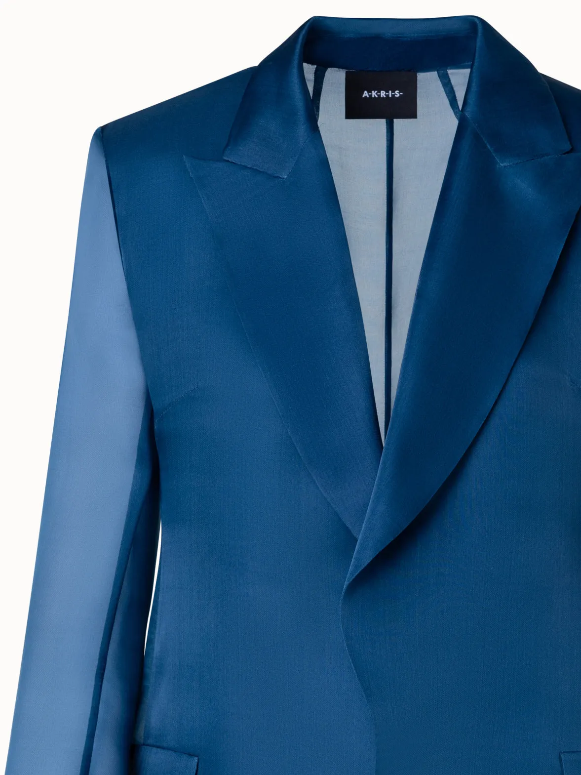 Long Tailored Jacket with Semi-Sheer Sleeve