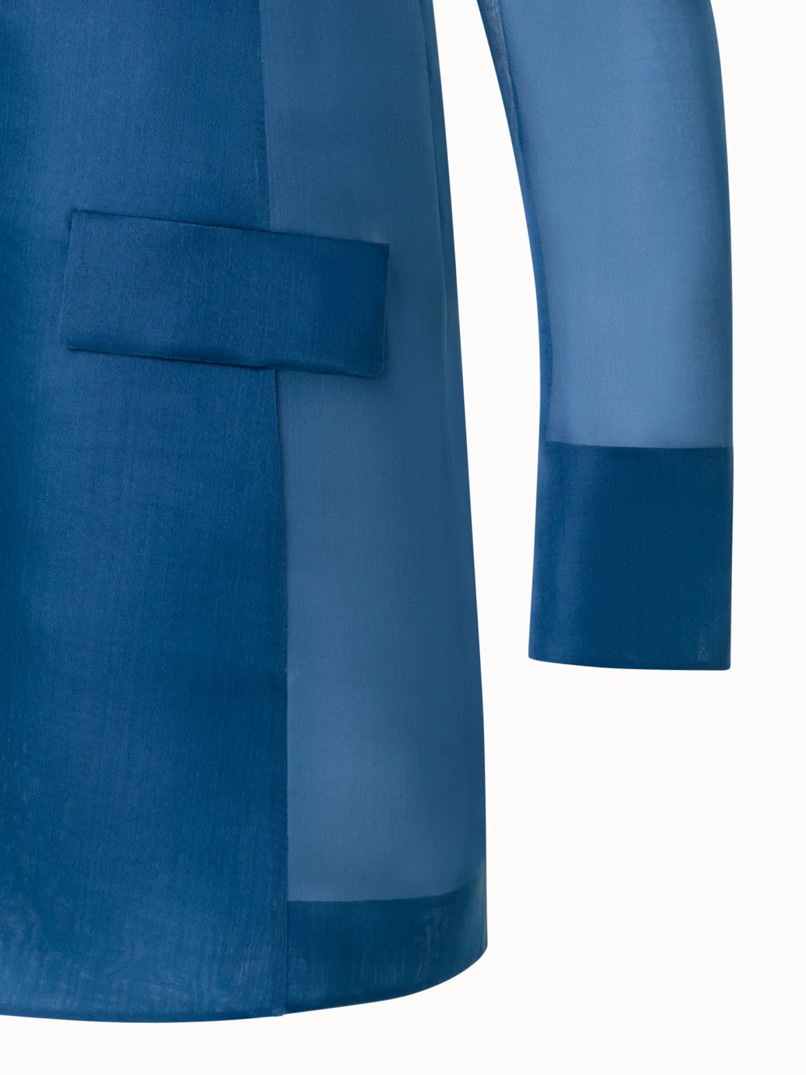Long Tailored Jacket with Semi-Sheer Sleeve