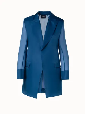 Long Tailored Jacket with Semi-Sheer Sleeve