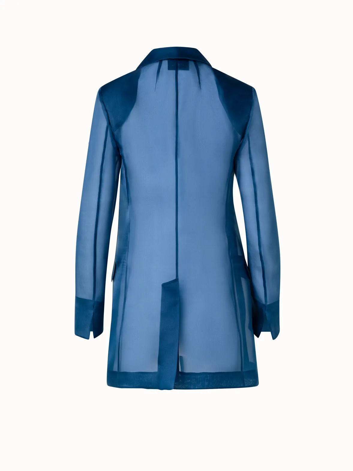 Long Tailored Jacket with Semi-Sheer Sleeve