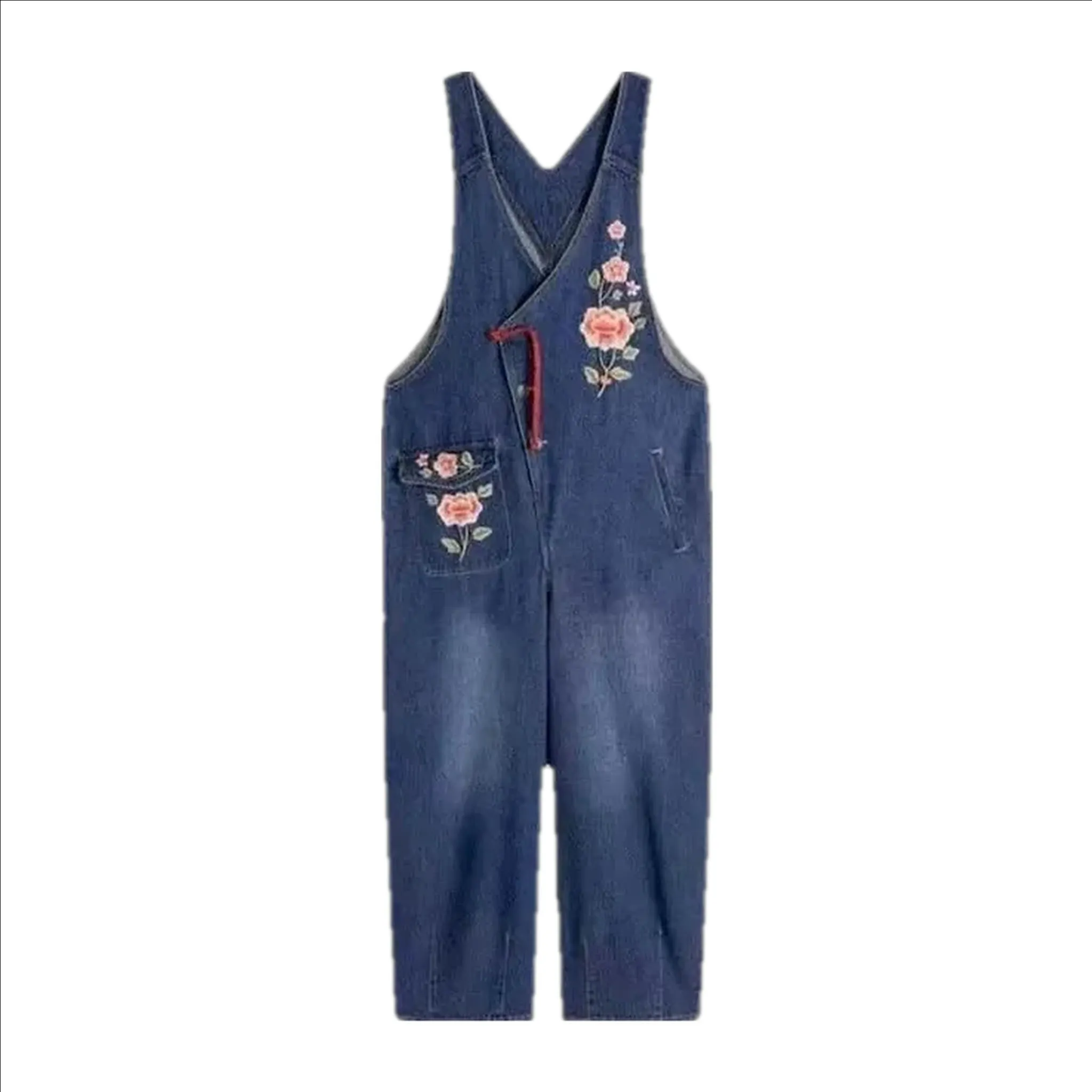 Loose fit street style jeans jumpsuit for women