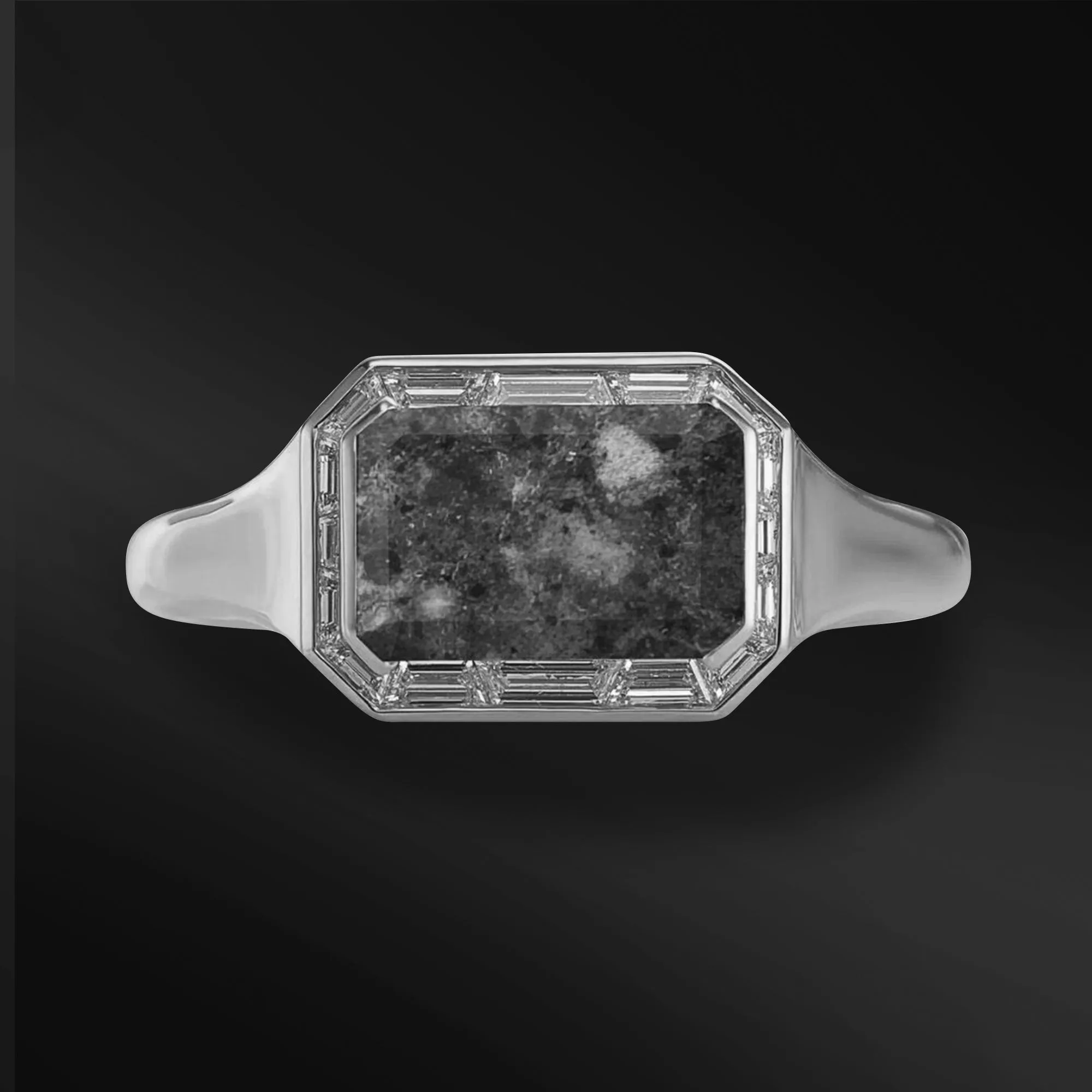 Lora - Lunar Meteorite Engagement Ring for Her | 14K Gold or Sterling Silver | Certified Moissanite Oval-Cut Ring for Women | Cosmic-Inspired Jewelry