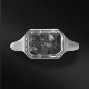 Lora - Lunar Meteorite Engagement Ring for Her | 14K Gold or Sterling Silver | Certified Moissanite Oval-Cut Ring for Women | Cosmic-Inspired Jewelry