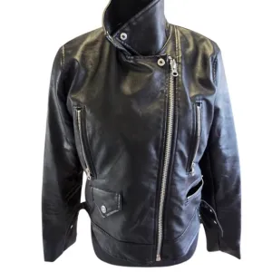 Love Tree Womens Size Large Black Faux Leather Moto Jacket Blazer NEW
