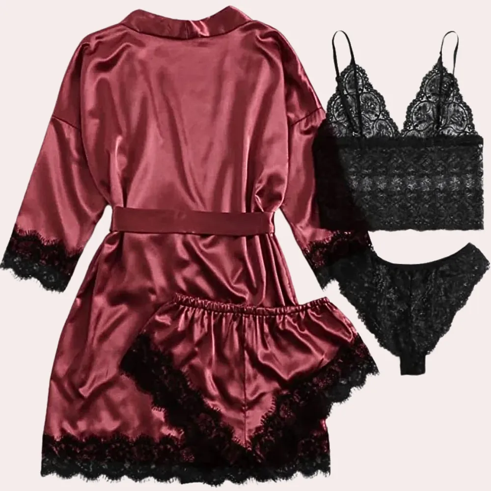 Luxurious Four-Piece Women's Satin Sleep Set