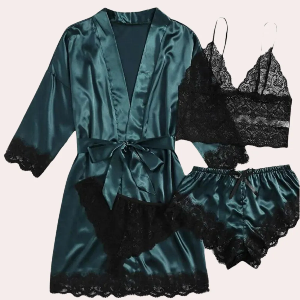 Luxurious Four-Piece Women's Satin Sleep Set