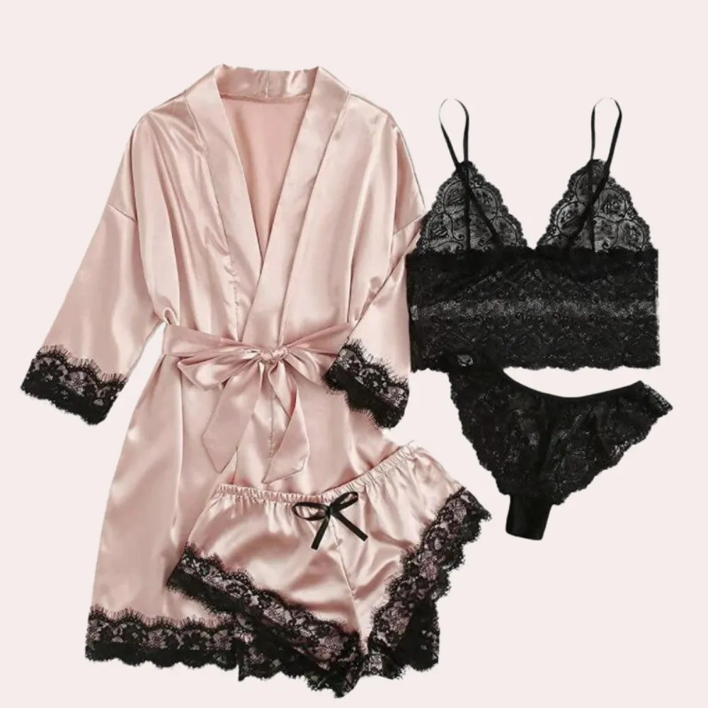 Luxurious Four-Piece Women's Satin Sleep Set